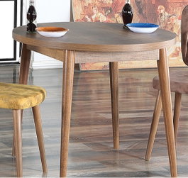 Hanah Home Mesa de Comedor Redonda Stil Barok - Walnut